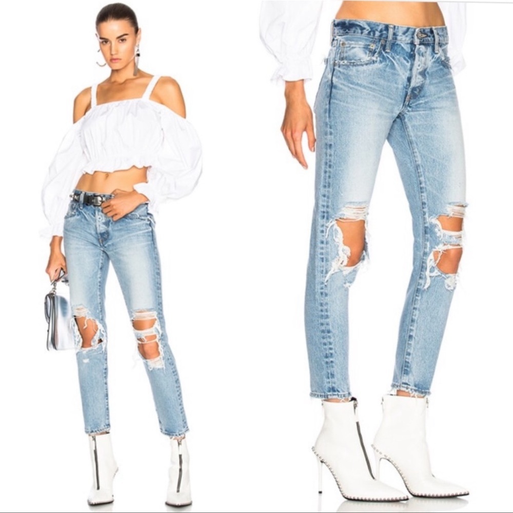 MOUSSY May Tapered-Mid Denim Light Vintage Skinny Distressed Jean NWOT(SOLD OUT)